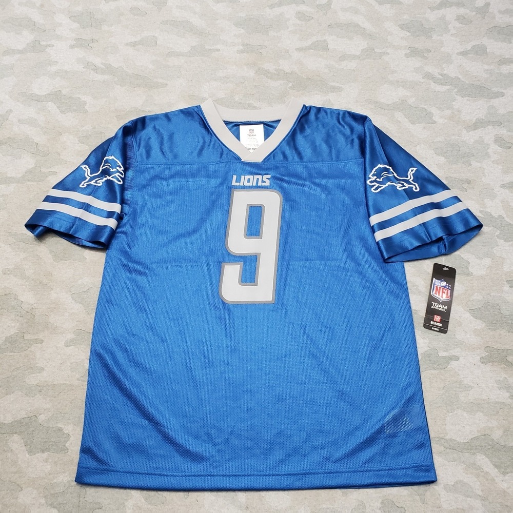 Detroit Lions Jersey Shirt Youth 2XL Blue NFL  Stafford #9 Short Sleeve NWT
